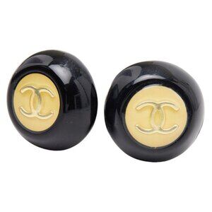 Chanel CC Logo Vintage Black Gold Enamel Plated Ring